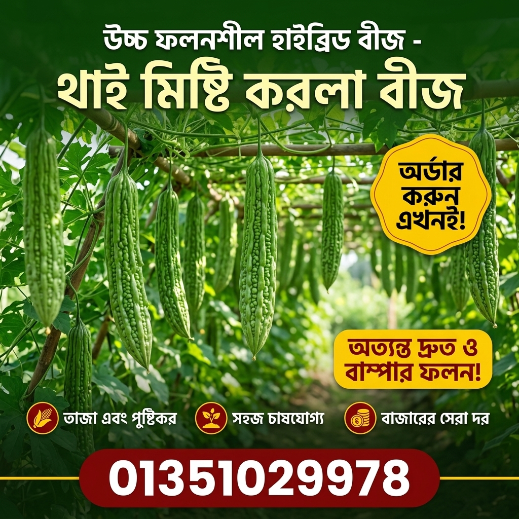 🌿 হাইব্রীড থাই মিষ্টি করলা বীজ 🌿  ১ প্যাকেট ৪০০ টাকা